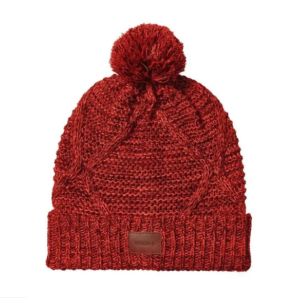 Nixon Accessories - Nixon Julian Pom Beanie, burgundy/fire